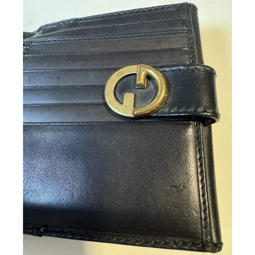 Gucci Wallet Canvas / Leather Tri-Fold Black Coin Bill and Card Holder - Picture 4 of 13